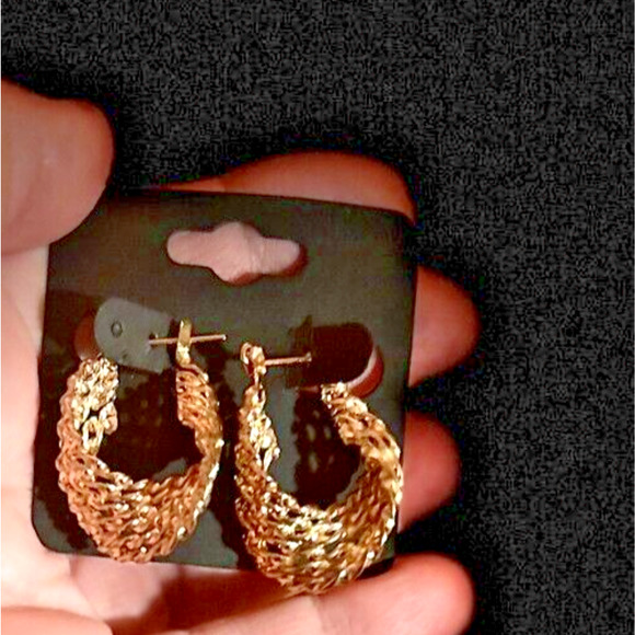 6 Braided Strand Twisted Gold Tone Earrings - Picture 8 of 11